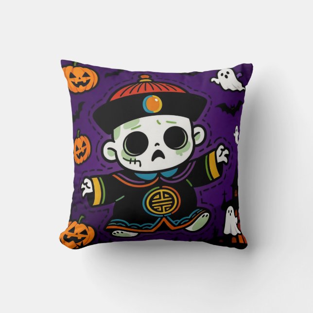 Coussin Mignon Zombie Chinois Halloween  (Recto)
