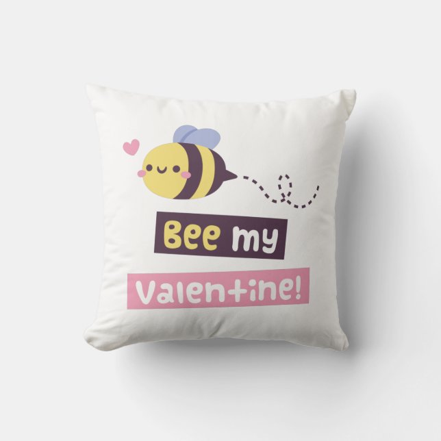 Coussin Mignonne Abeille Ma Saint-Valentin, Sois Ma Saint- (Recto)