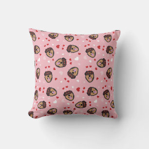 Coussin Mignonne amour chien rose rouge