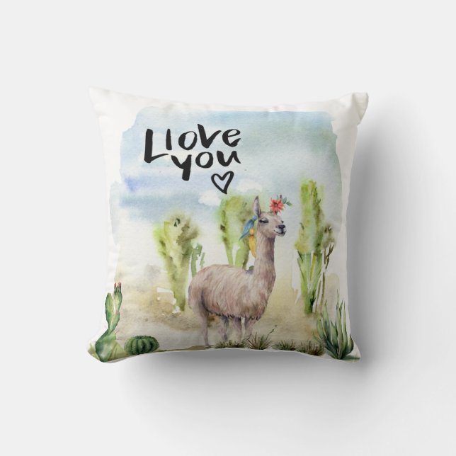 Coussin Mignonne Amour Toi Llama (Recto)