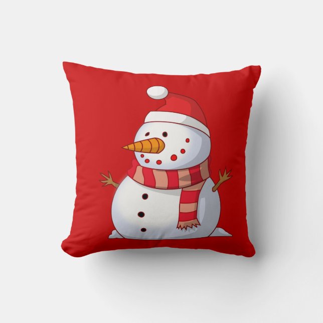 Coussin Mignonne bonhomme de neige de Noël (Recto)