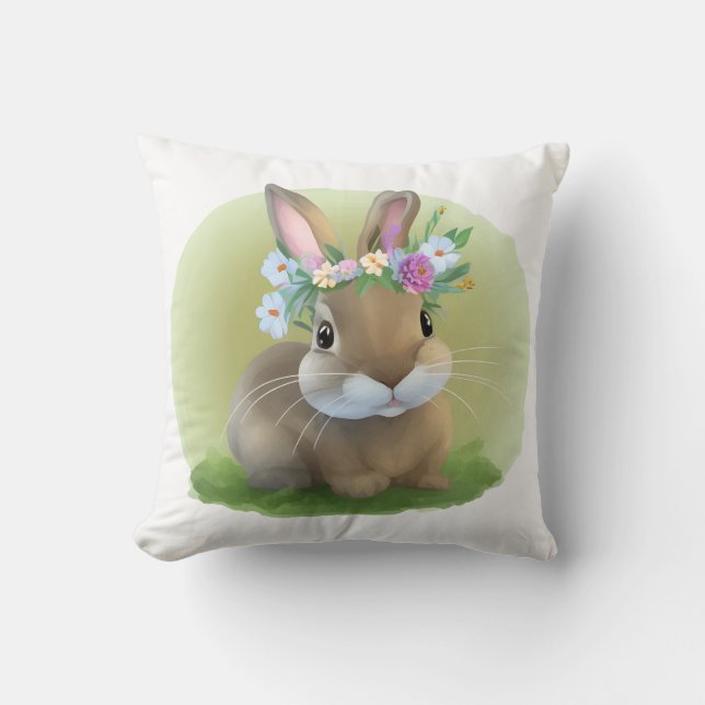 Coussin Mignonne Bunnyfor Pâques pour une humeur positive (Recto)