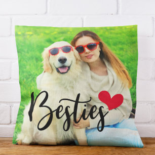 Coussin Mignonne Chien Maman Besties Coeur Rouge Photo