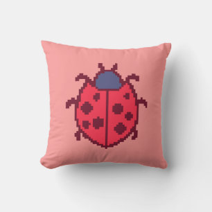 Coussin Mignonne coccinelle pixelisée insecte 