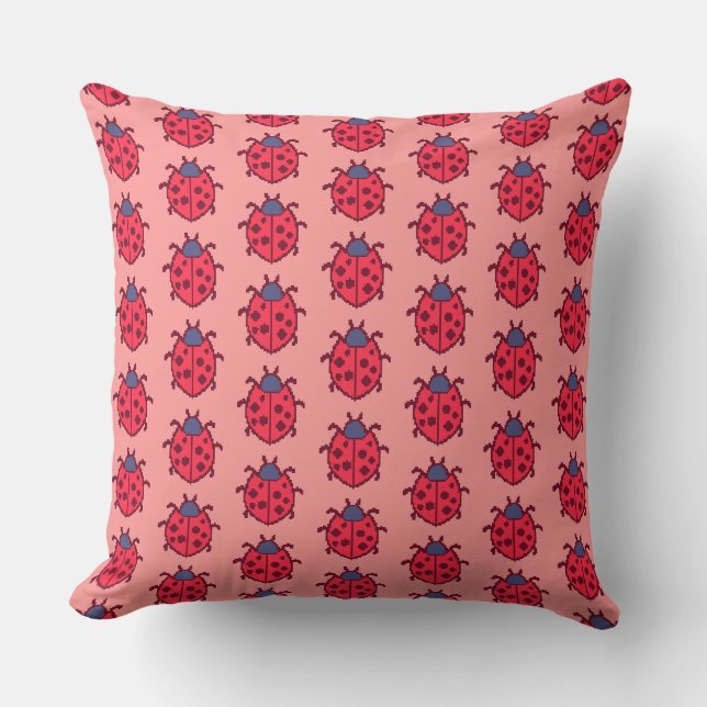 Coussin Mignonne coccinelle pixelisée insecte  (Recto)