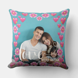 Coussin Mignonne COEUR T'AIME MÈRE Fête des Mères Photo