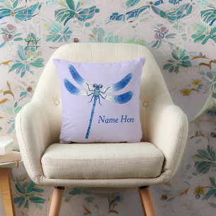 Coussin Mignonne comme libellule Bleu Boeuf sur Violet Vio