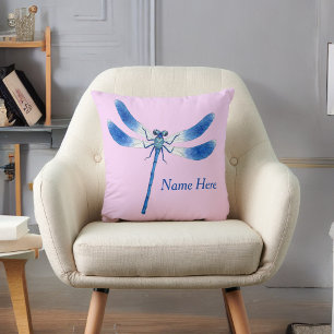 Coussin Mignonne comme une libellule bleue de porc sur ros