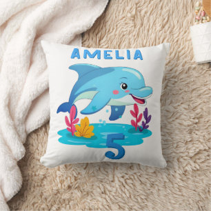 Coussin Mignonne dauphin de mer Animaux Nom Anniversaire
