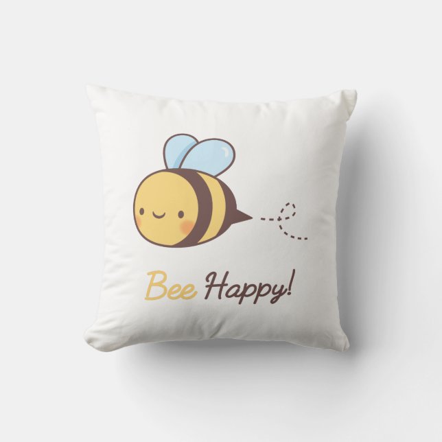 Coussin Mignonne décoration de chambre avec abeille heureu (Recto)