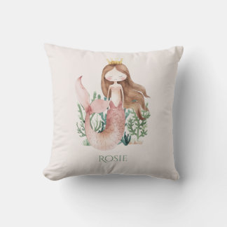 Coussin Mignonne et amusante Sirène Rose pour Enfant