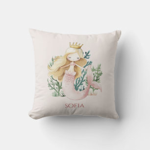 Coussin Mignonne et amusante Sirène Rose pour Enfant 