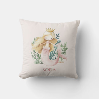 Coussin Mignonne et amusante Sirène Rose pour Enfant