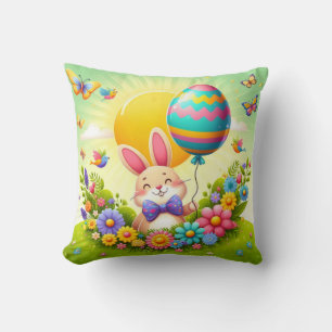 Coussin Mignonne, fantastique et coloré lapin de Pâques