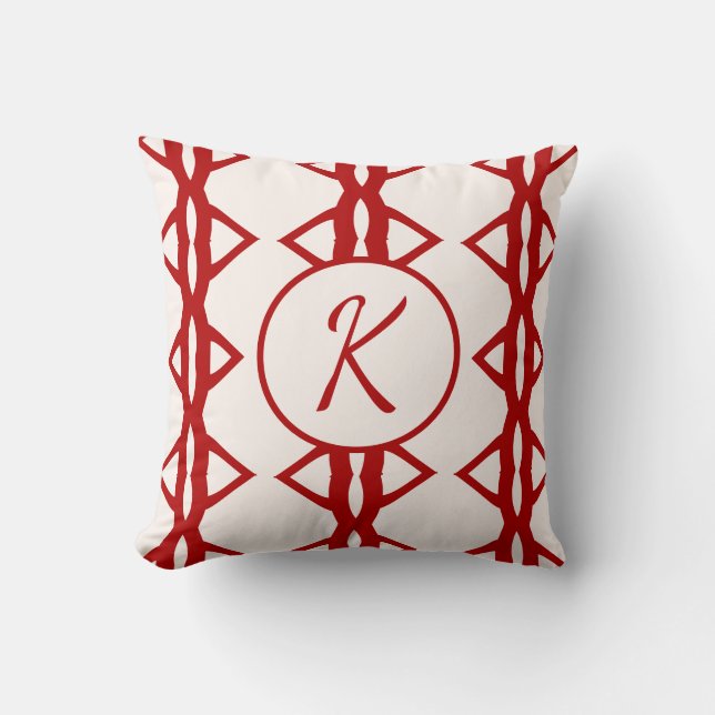 Coussin Mignonne fille rouge Monogramme initial (Recto)