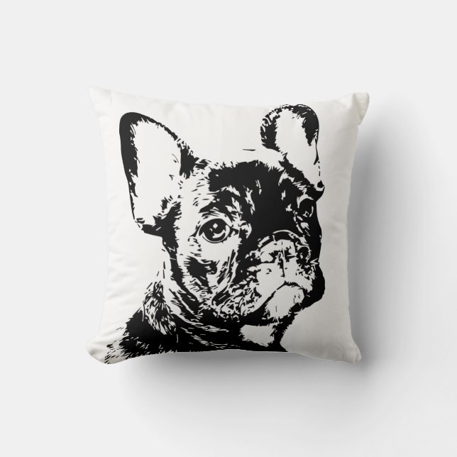 Coussin Mignonne French Bulldog Chien Chien Chien et Encre (Recto)