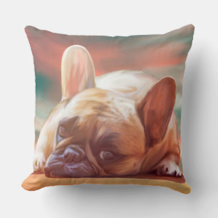 Coussin Mignonne French Bulldog Eau Couleur Art Peinture