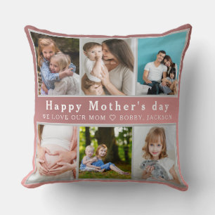 Coussin Mignonne I LOVE YOU MOM Happy Mother Day Photo Col