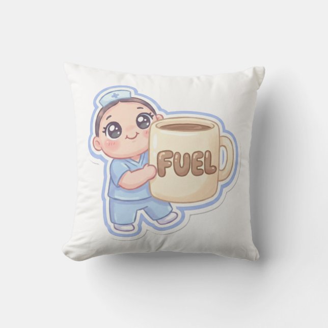 Coussin Mignonne infirmière chibi géante café carburant  (Recto)