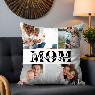 Coussin Mignonne JE T'AIME MOM Fête des Mères Photo