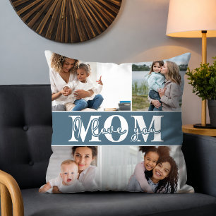 Coussin Mignonne JE T'AIME MOM Fête des Mères Photo