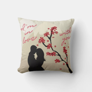Coussin Mignonne jeune couple romantique amoureux, histoir