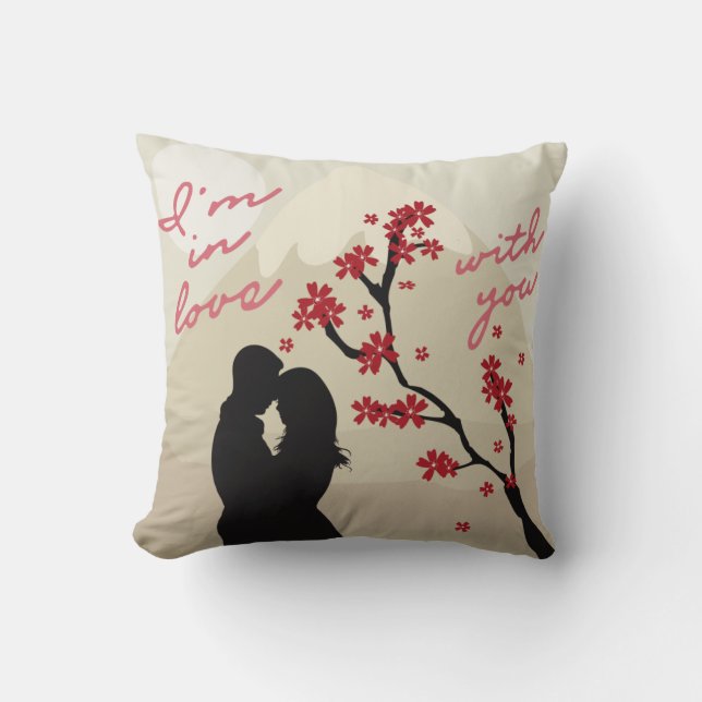 Coussin Mignonne jeune couple romantique amoureux, histoir (Recto)