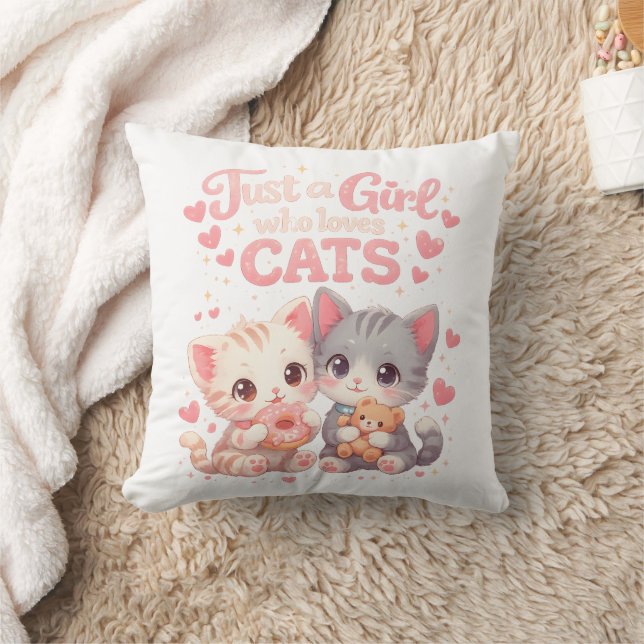 Coussin Mignonne Juste une fille qui aime les chats Mignon (Couverture)