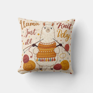 Coussin Mignonne lama caricaturale portant un foulard tric
