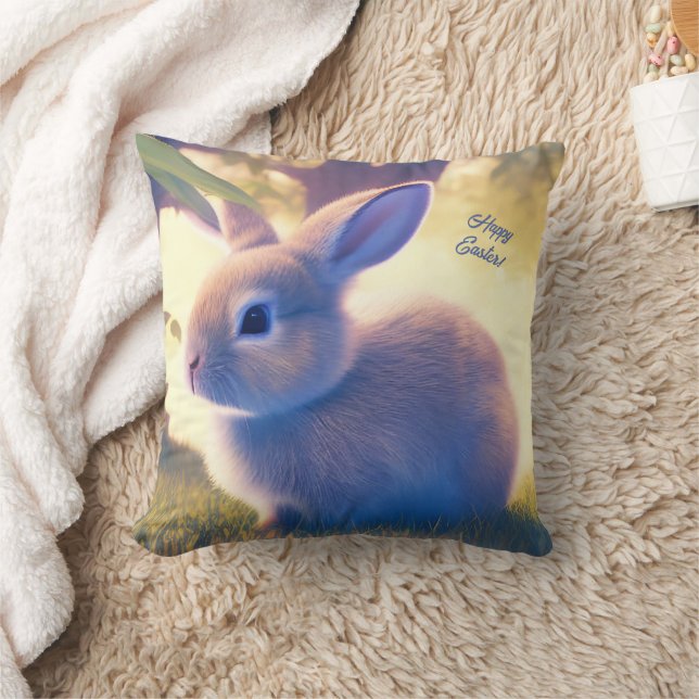 Coussin Mignonne lapin de Pâques, Bonne Pâques - personnal (Couverture)