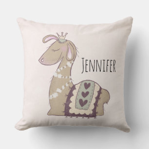 Coussin Mignonne Llama Princesse portant une couronne