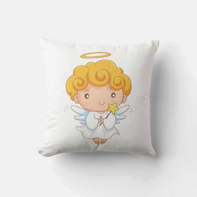 Coussin Mignonne Main dessinée Angel garçon (Recto)