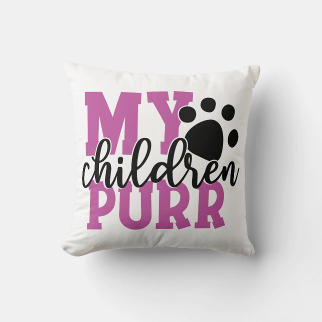 Coussin Mignonne Maman Chat Chatons Secours Chat Noir Viol (Recto)