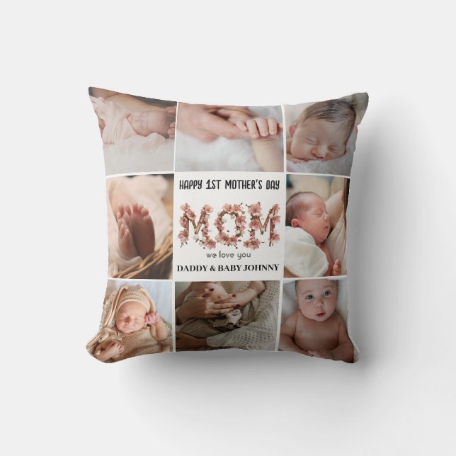 Coussin Mignonne maman de la fête des mères | Collage de p (Recto)