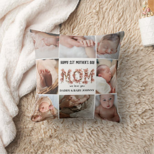 Coussin Mignonne maman de la fête des mères Collage de p