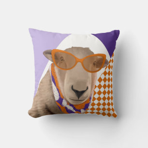Coussin Mignonne Mouton Avec Lunettes