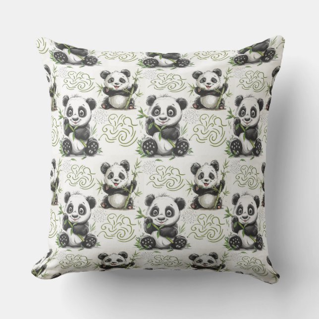 Coussin mignonne, ours en peluche, drôle, bébé, panda, bam (Recto)