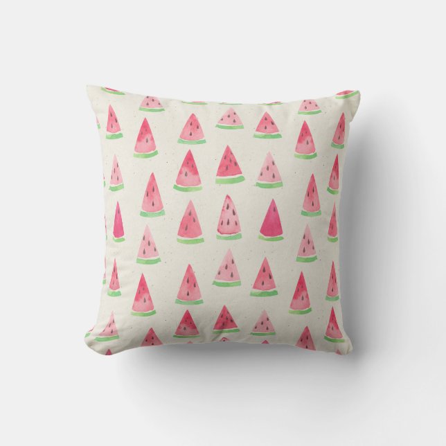 Coussin Mignonne pastèque : motif d'aquarelle transparente (Recto)