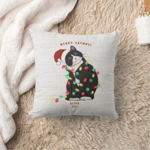 Coussin Mignonne Personnalisée Merry CatMus Drôle Noël