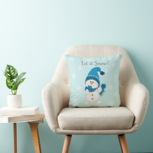 Coussin Mignonne Petit Snowman Laisse-Le Neiger ! Joyeux N