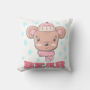 Coussin Mignonne petite fille ours