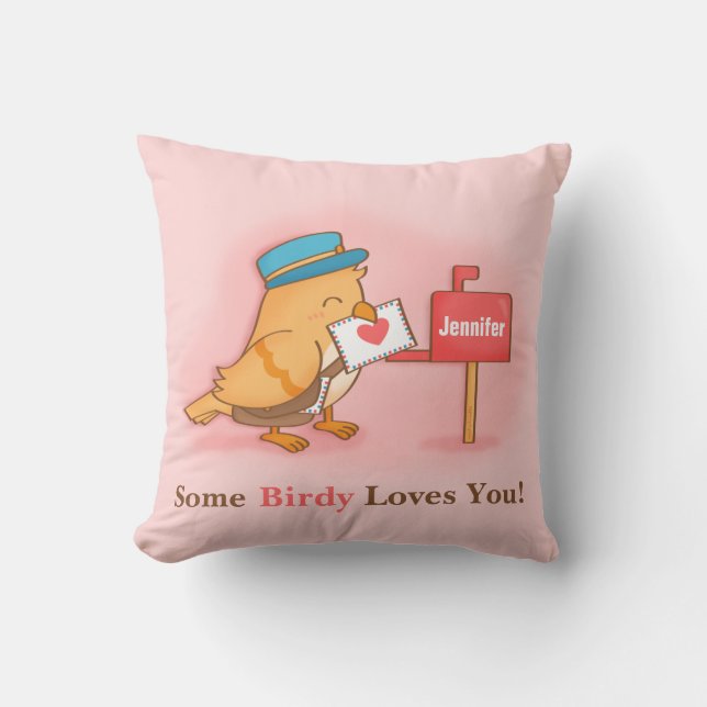 Coussin Mignonne Postman Birdy Un Birdy Vous Aime (Recto)