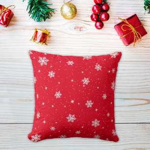Coussin Mignonne rouge Noël Étoiles Motif des flocons de n