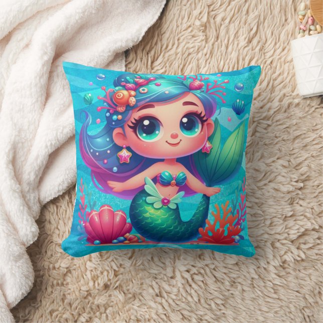 Coussin Mignonne sirène sous-marine (Couverture)
