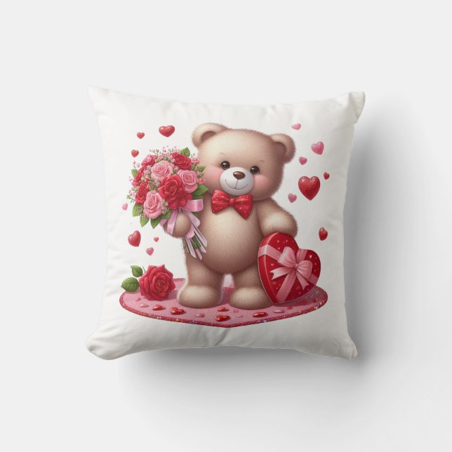 Coussin Mignonne Valentine's Day Teddy Bear (Recto)