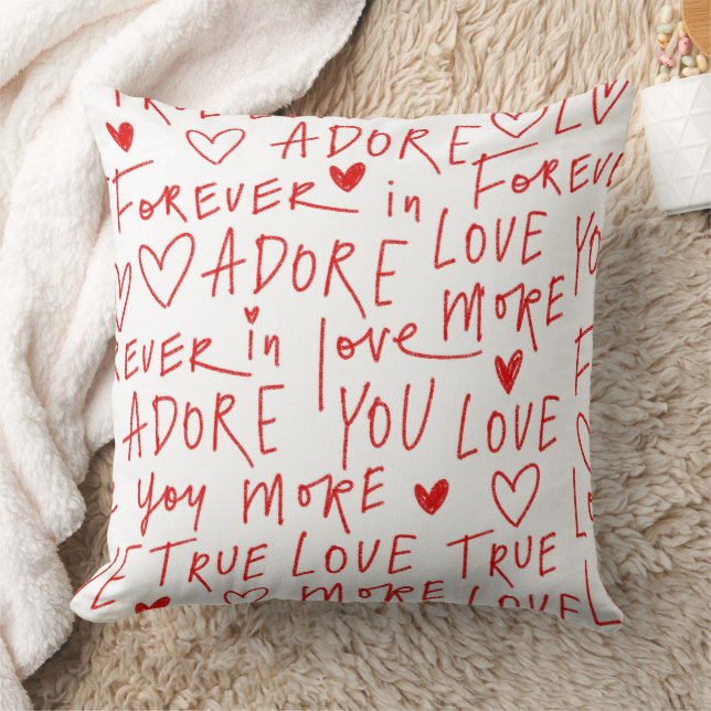 Coussin Mignonne Valentines jour amour typographie (Couverture)