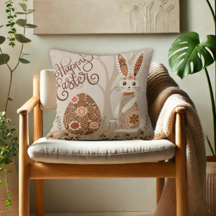 Coussin Mignonne Whimsical Joyeux Bunny de Pâques Inspiriv