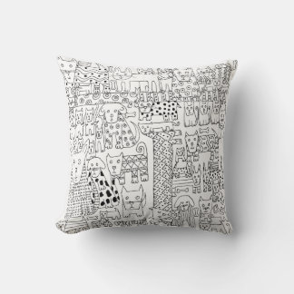 Coussin Mignons chiens et chiots noirs et blancs motif