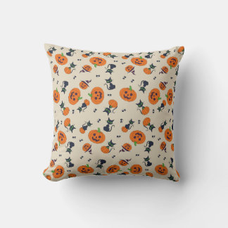 Coussin Mignons citrouilles d'Halloween et motif de chats