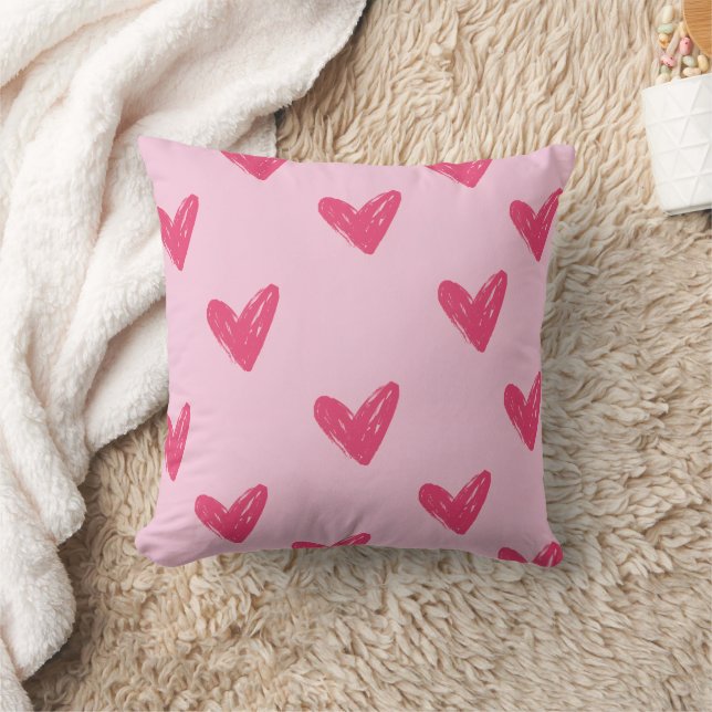 Coussin Mignons Cœurs Rose Dessinés à la Main Motif Décora (Couverture)